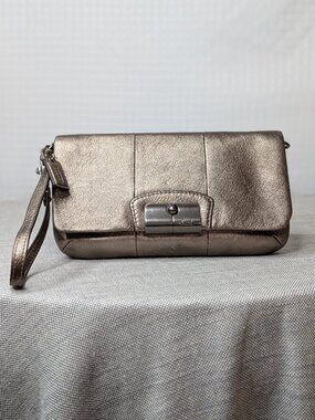 Coach Kristin Metallic Bronze Leather Convertible Wristlet